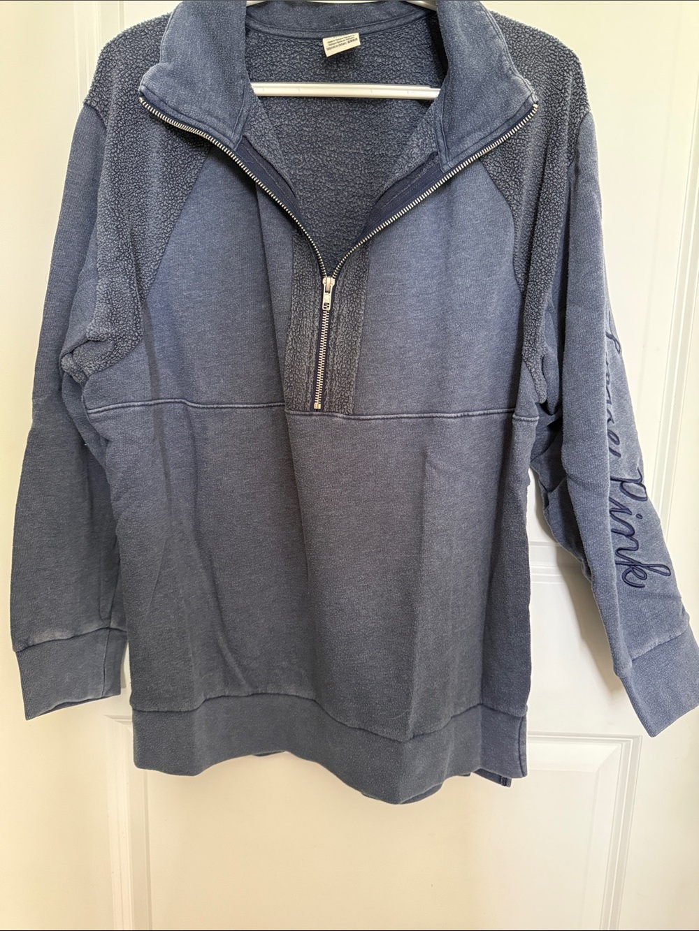 PINK Victoria's Secret Half-Zip Sweatshirt in Slate Blue